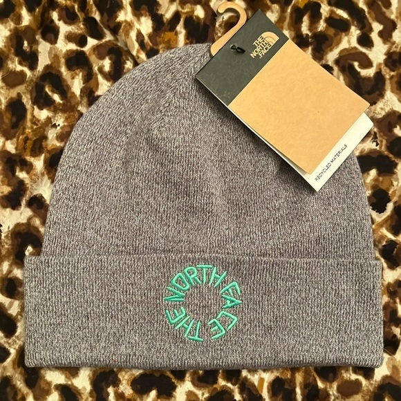 Brand New The North Face Dockworker Recycled Beanie Gray Knit Hat Embroidered - Picture 2 of 15